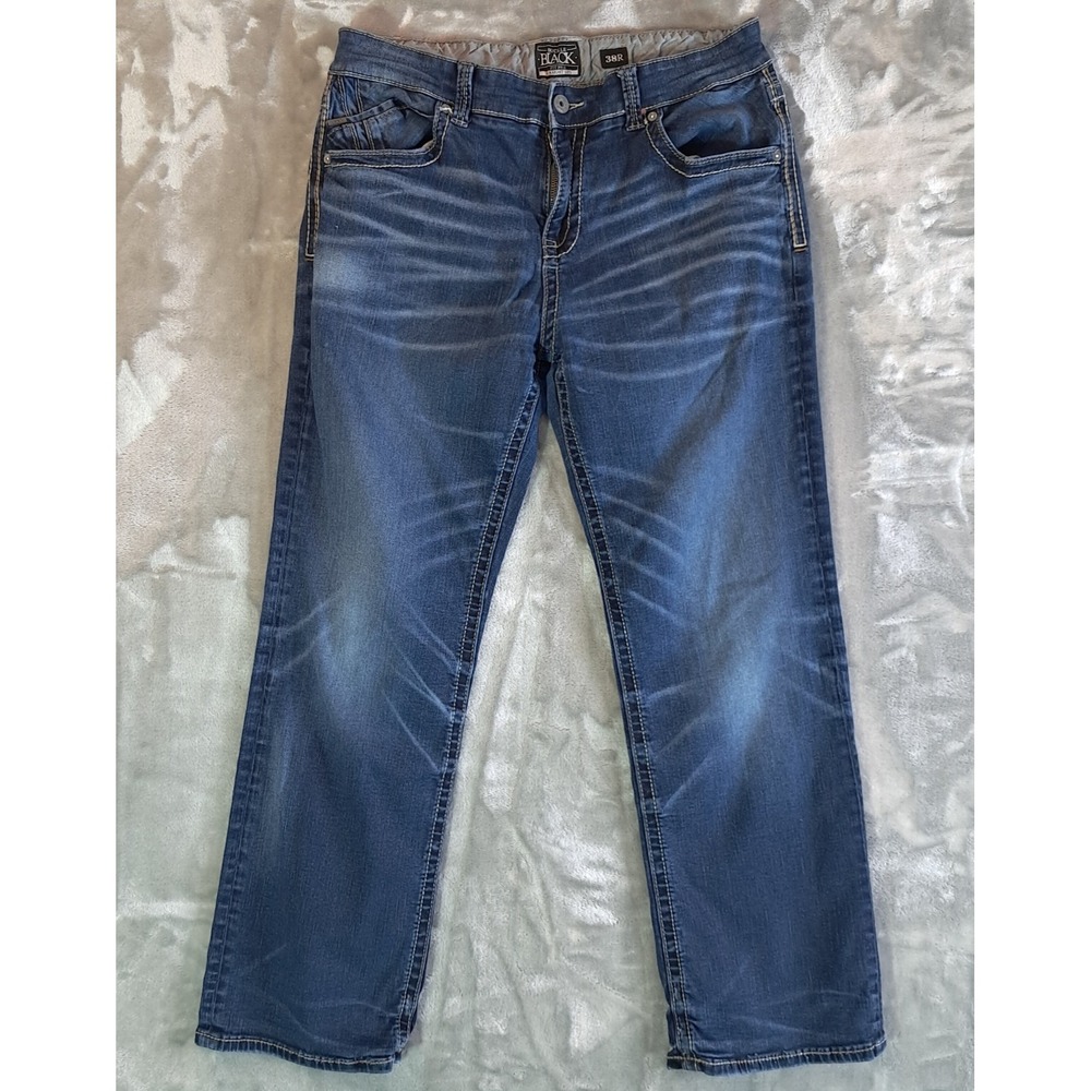 Buckle Black Eleven Straight Jeans Mens 38R‎ Blue Stretch Denim Faded BBLA1110
